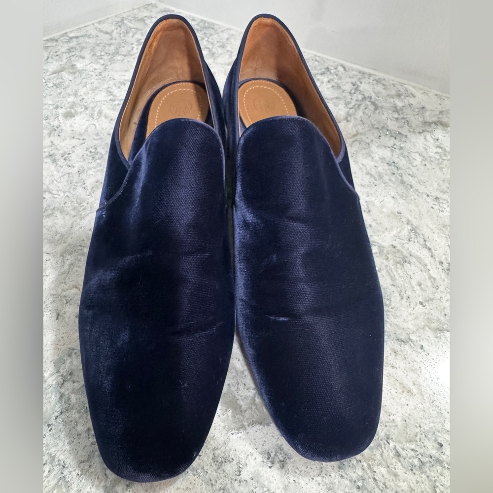 The Row Alys Velvet Square-Toe Loafers Navy Blue. Size 39.5 FAST SHIPPING!!!